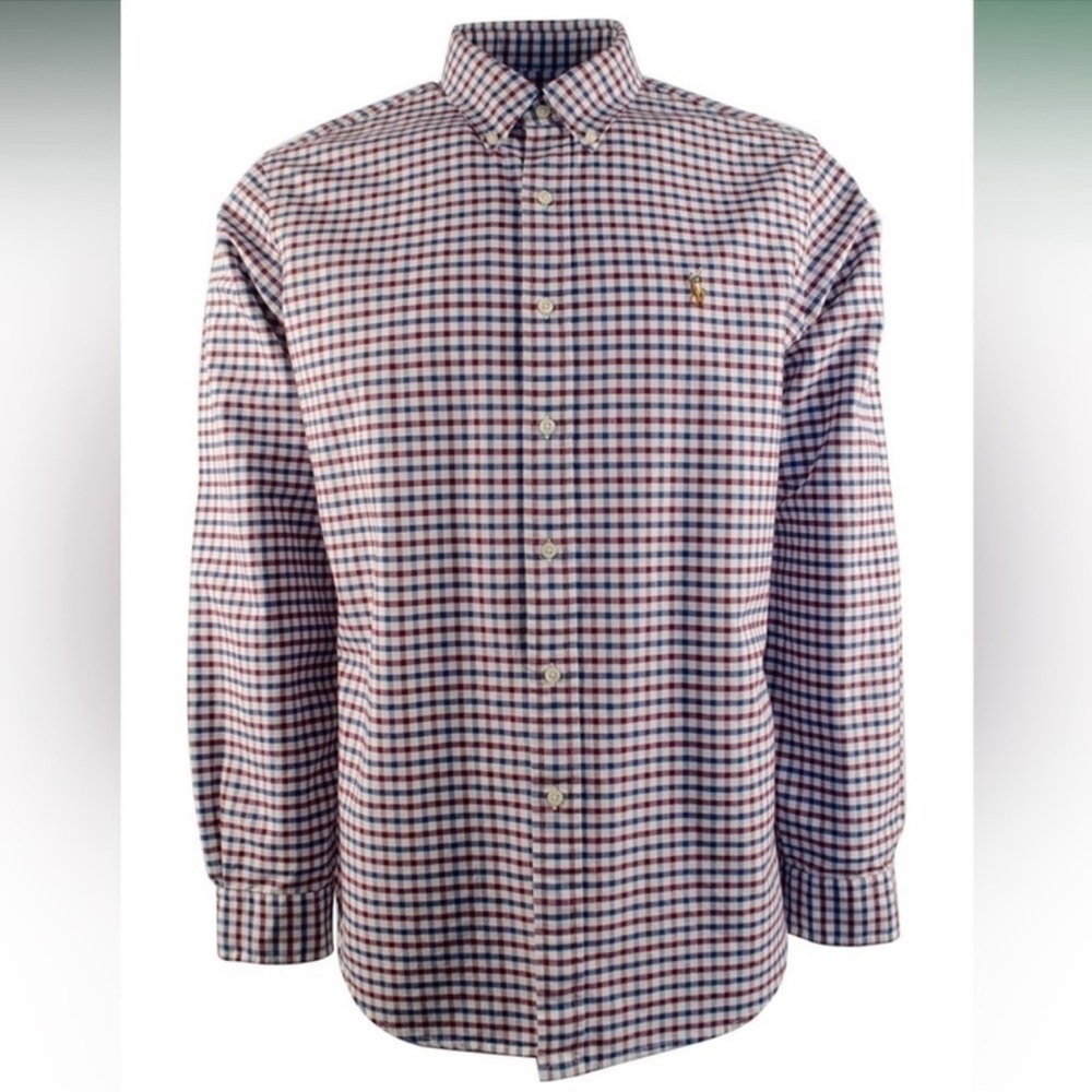 Ralph Lauren Red and Blue Checkered Shirt Oxford Button Up Large